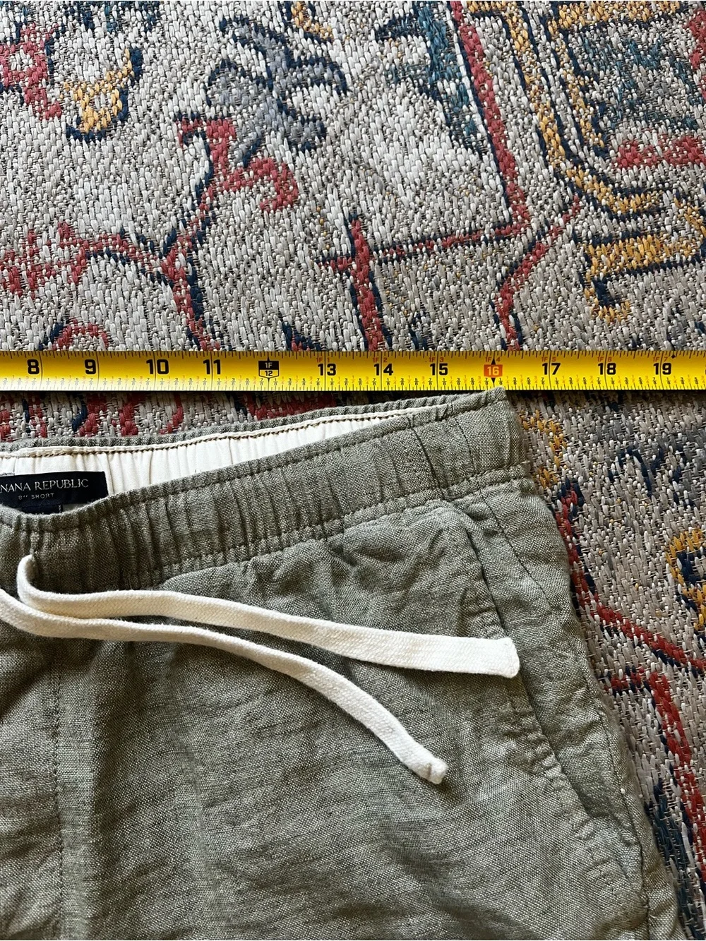Banana Republic Olive Green Linen Drawstring Shorts Size M 100% Linen